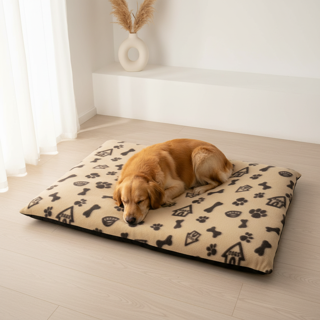 Materac dla psa duży polarowy beżowy