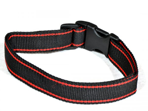 Czarna obroża z czerwonym paskiem dla psa M - XXL rozmiary2