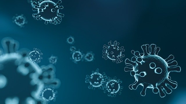 Coronavirus wygląd pod mikroskopem - ilustracja