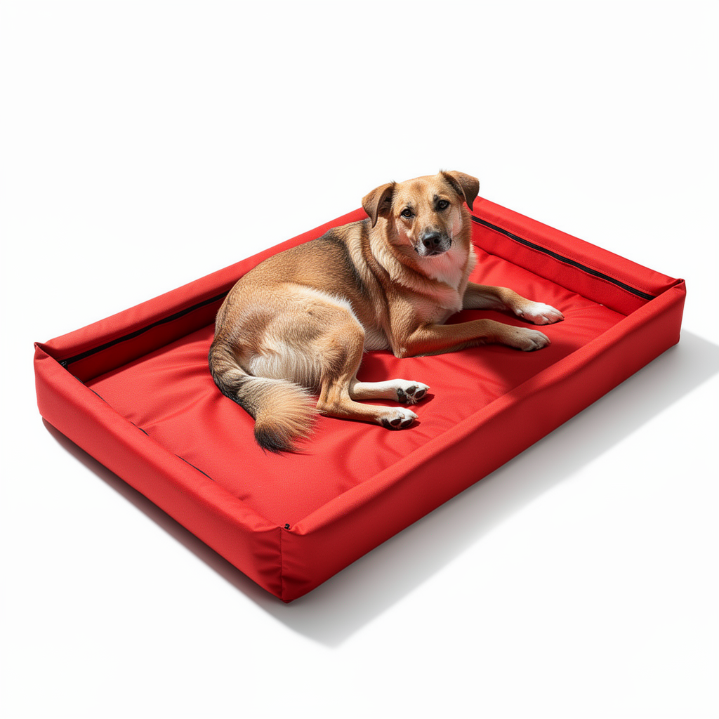 Miękkie wypełnienie kanapy dla psa Wenus czerwona zapewniające komfortowy sen.