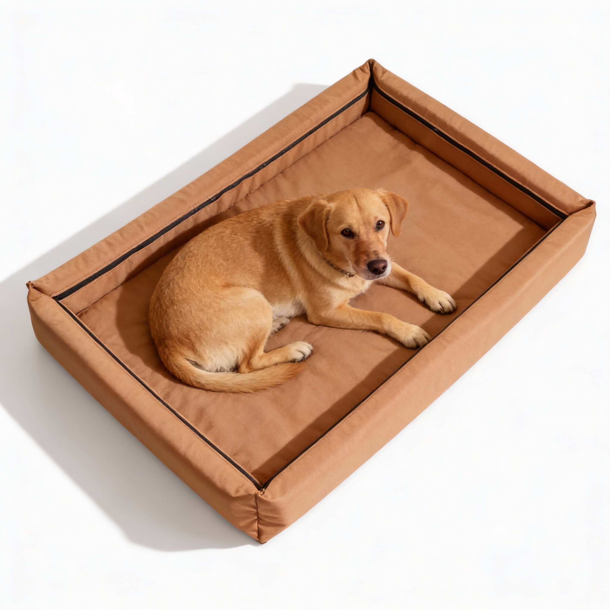 Szczegół faktury materiału wodoodpornego w legowisku kanapowym Wenus kawowa - jasny brąz